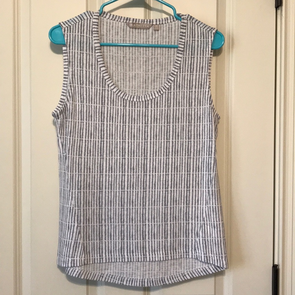 Athleta White and Navy Striped Tank Top